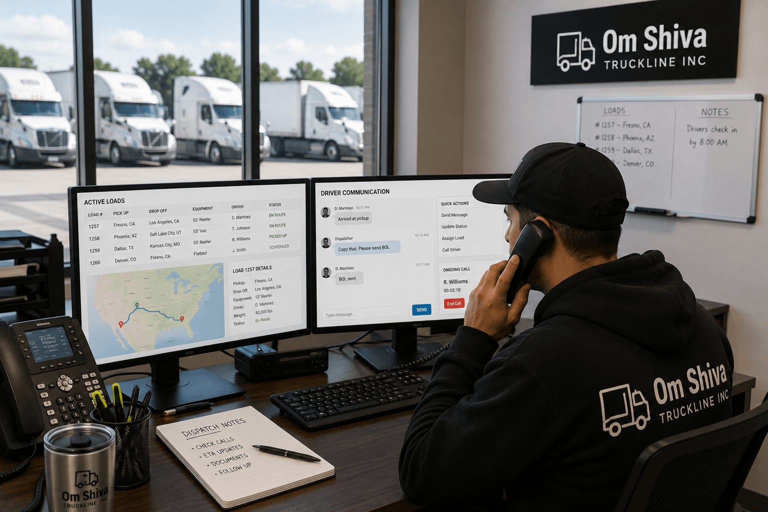 Dispatch team coordinating freight in real time