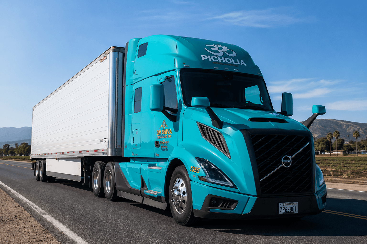 Premium semi truck fleet on the highway